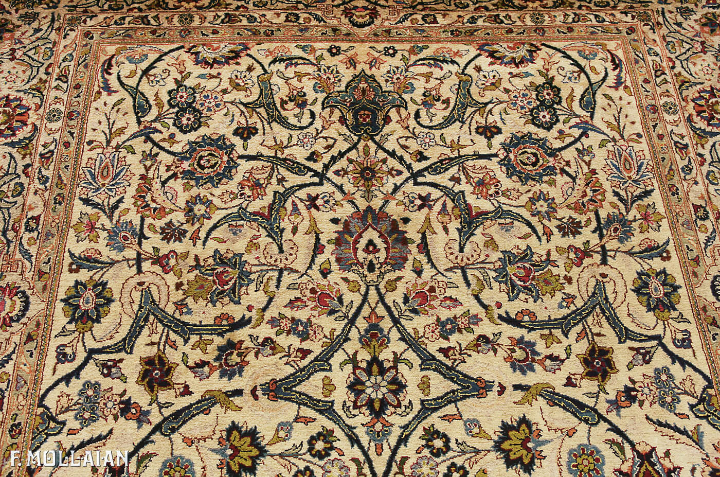 Paire de Tapis Antique Kashan Soie « Forutan » n°:51755568